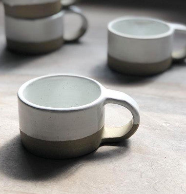 Handmade Stoneware White Wide Mug