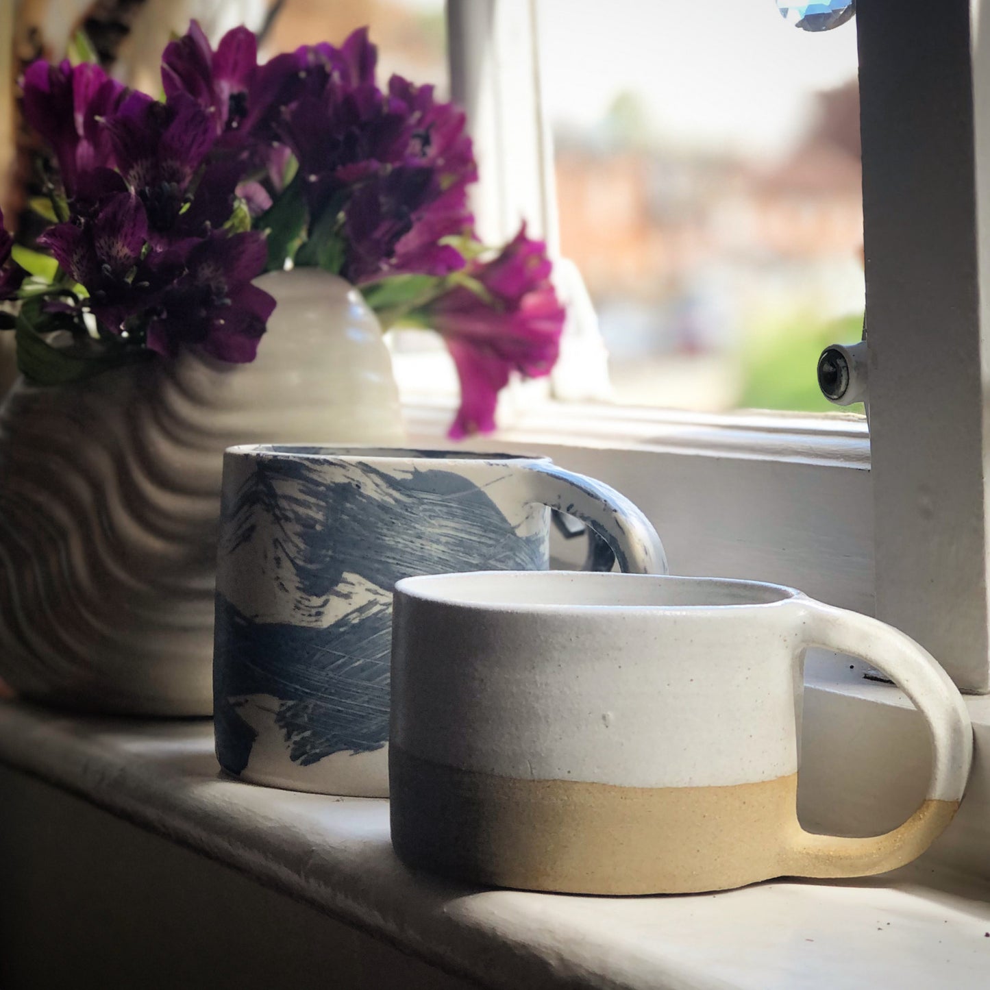 Handmade Stoneware White Wide Mug