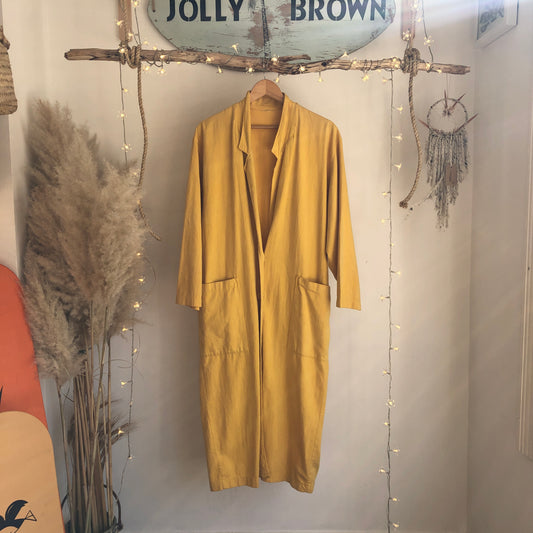 1980s cotton Yellow duster coat
