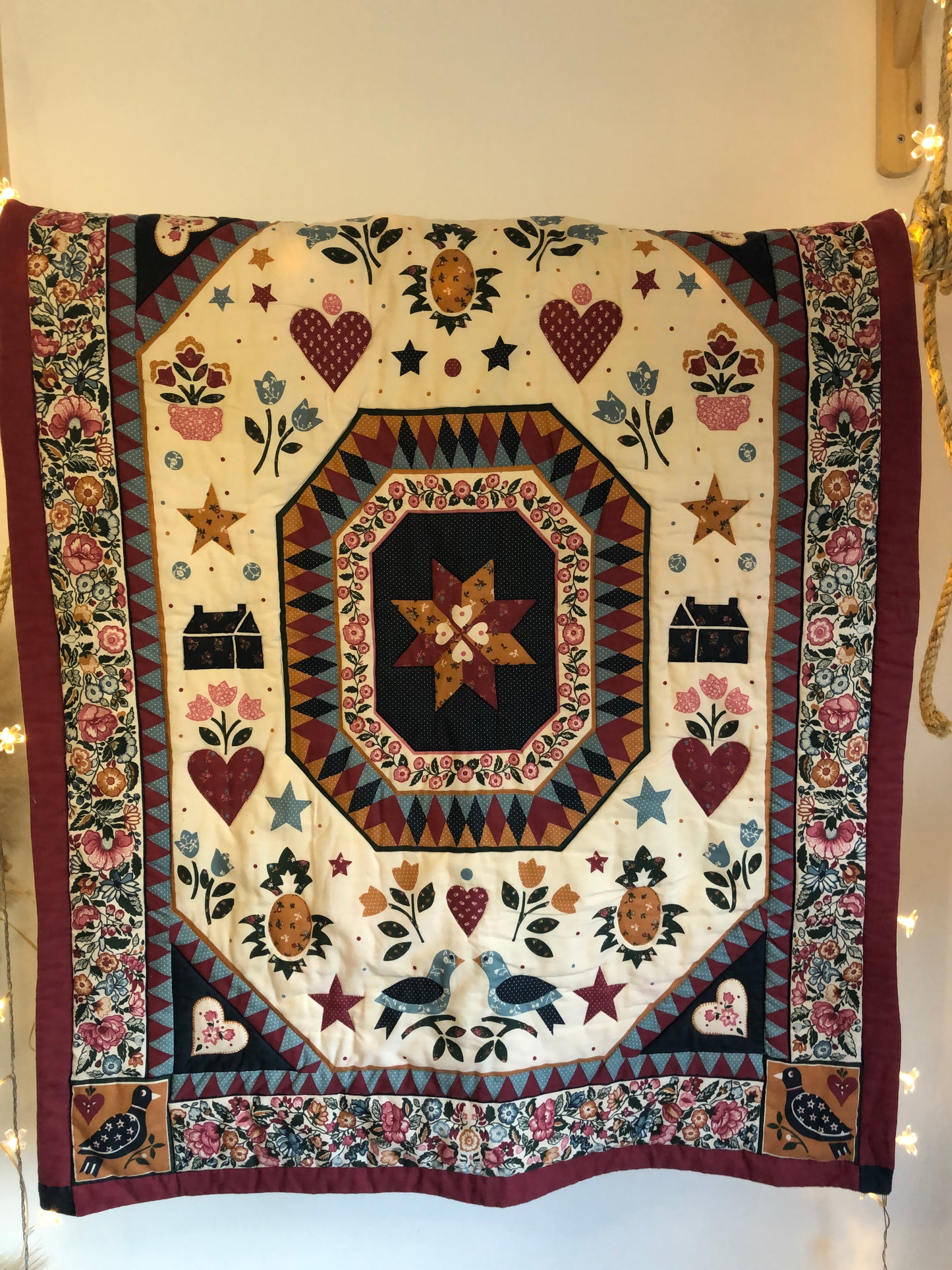 Vintage American child’s quilt wall hanging