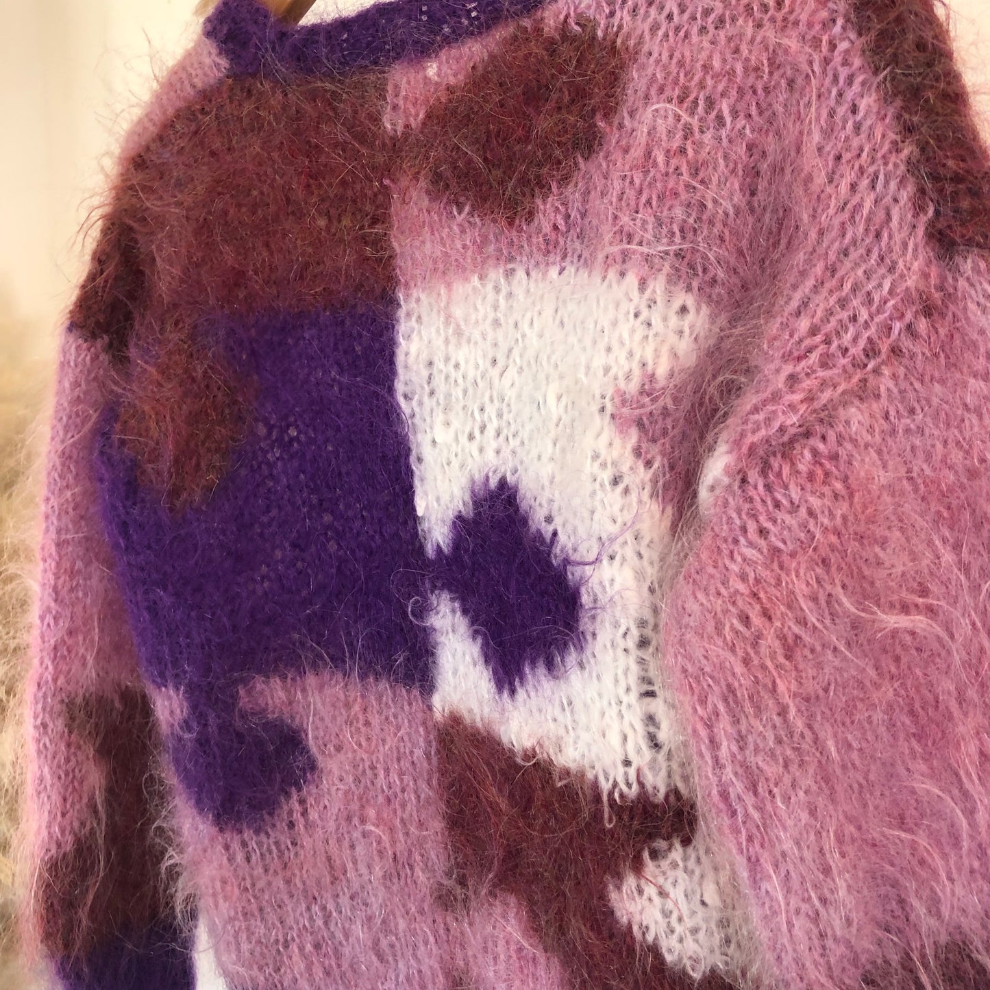 1970s fluffy Soft Purple patch Jumper